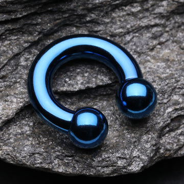 Detail View 1 of Colorline PVD Basic Horseshoe Circular Barbell-Blue